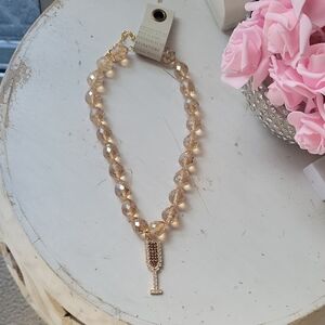 Anthropologie Gold Champagne Flute Necklace
